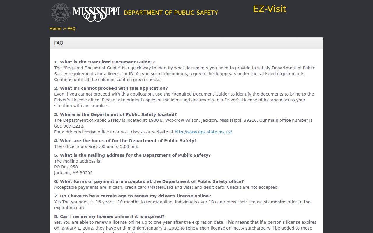 Mississippi Driver Service FAQ for post-court reinstatement