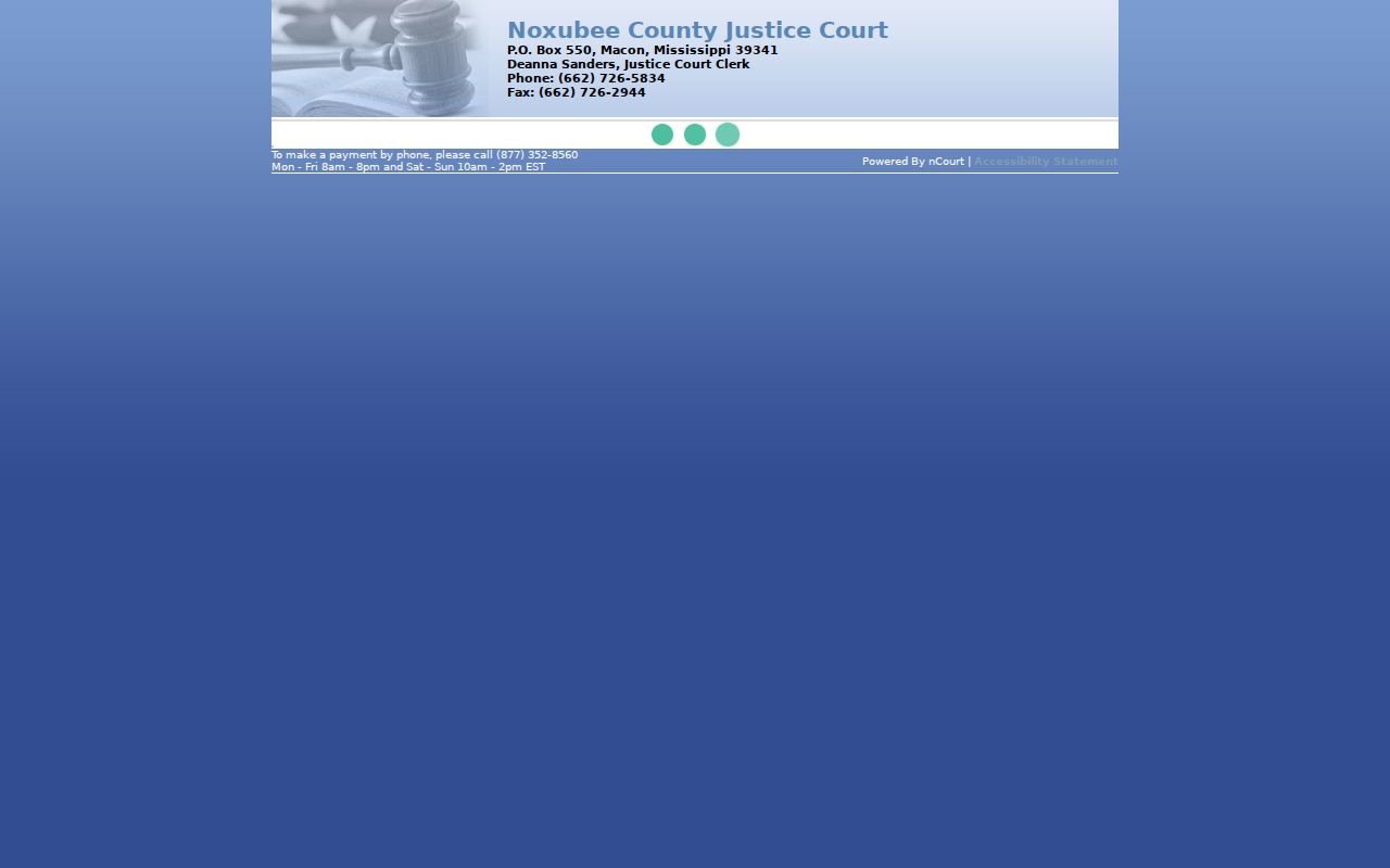 Noxubee Justice Court nCourt payment page